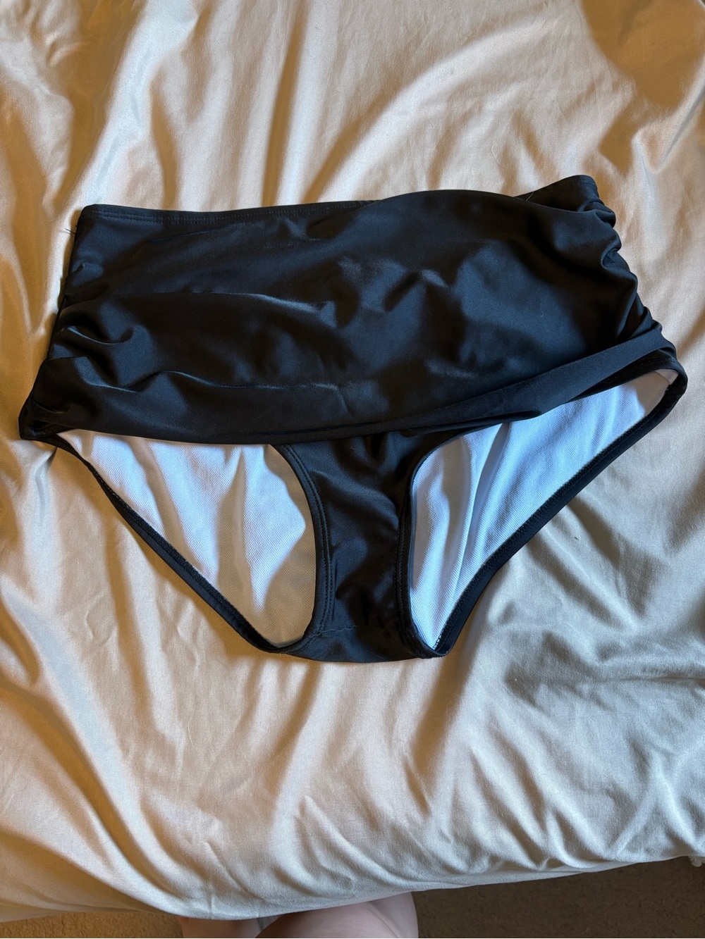 SHEIN Black High-Waist Fold-Over Swim Bottoms